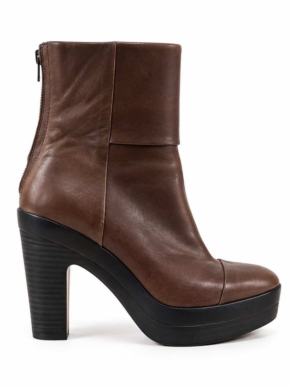 Rag & Bone Brown Leather Platform Ankle Boots Booties EU 38 US 8